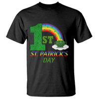 Funny First 1st St Patrick's Day T Shirt Shamrock Rainbow Glitter Print