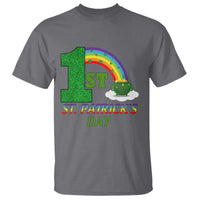 Funny First 1st St Patrick's Day T Shirt Shamrock Rainbow Glitter Print