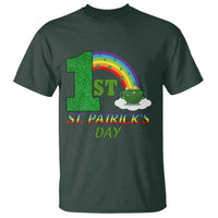 Funny First 1st St Patrick's Day T Shirt Shamrock Rainbow Glitter Print