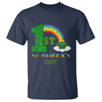 Funny First 1st St Patrick's Day T Shirt Shamrock Rainbow Glitter Print
