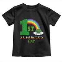 Funny First 1st St Patrick's Day Toddler T Shirt Shamrock Rainbow Glitter Print