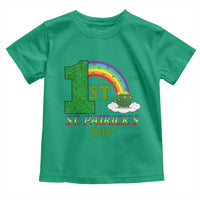 Funny First 1st St Patrick's Day Toddler T Shirt Shamrock Rainbow Glitter Print