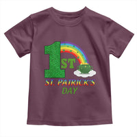 Funny First 1st St Patrick's Day Toddler T Shirt Shamrock Rainbow Glitter Print