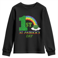 Funny First 1st St Patrick's Day Youth Sweatshirt Shamrock Rainbow Glitter Print
