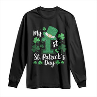 Funny My 1st St Patrick's Day Long Sleeve Shirt Shamrock Glitter Print