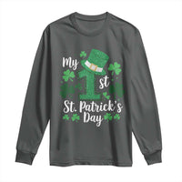 Funny My 1st St Patrick's Day Long Sleeve Shirt Shamrock Glitter Print