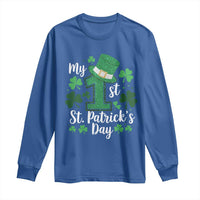 Funny My 1st St Patrick's Day Long Sleeve Shirt Shamrock Glitter Print
