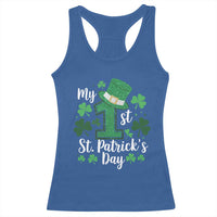 Funny My 1st St Patrick's Day Racerback Tank Top Shamrock Glitter Print