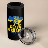 Slava Ukraini Heroyam Slava 4 in 1 Can Cooler Tumbler Vintage Ukrainian Flag
