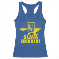 Slava Ukraini Heroyam Slava Racerback Tank Top Vintage Ukrainian Flag