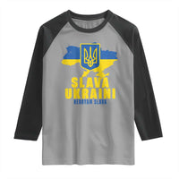 Slava Ukraini Heroyam Slava Raglan Shirt Vintage Ukrainian Flag