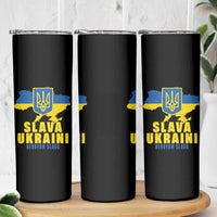 Slava Ukraini Heroyam Slava Skinny Tumbler Vintage Ukrainian Flag