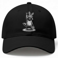 Retro Easter Raccoon Bunny Rock Hand Trash Panda Baseball Cap