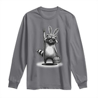 Retro Easter Raccoon Bunny Rock Hand Trash Panda Long Sleeve Shirt