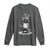 Retro Easter Raccoon Bunny Rock Hand Trash Panda Long Sleeve Shirt