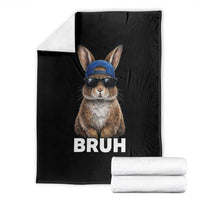 Funny Easter Bruh Bunny Sunglasses Meme Throw Blanket