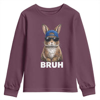 Funny Easter Bruh Bunny Sunglasses Meme Youth Sweatshirt