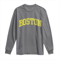 Retro Yellow Boston Massachusetts MA Vintage Throwback Running Long Sleeve Shirt