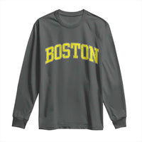 Retro Yellow Boston Massachusetts MA Vintage Throwback Running Long Sleeve Shirt