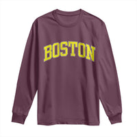Retro Yellow Boston Massachusetts MA Vintage Throwback Running Long Sleeve Shirt