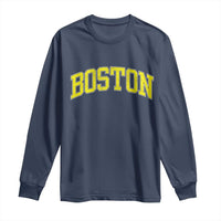 Retro Yellow Boston Massachusetts MA Vintage Throwback Running Long Sleeve Shirt