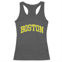 Retro Yellow Boston Massachusetts MA Vintage Throwback Running Racerback Tank Top