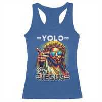 Funny Yolo Lol Jk BRB Christian Easter Racerback Tank Top Resurrection Jesus