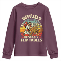 WWJD Probably Flip Tables Youth Sweatshirt Retro Christian Humor