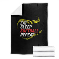 Eat Sleep Softball Repeat Throw Blanket Funny Softball Player