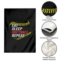 Eat Sleep Softball Repeat Garden Flag Funny Softball Player