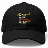 Eat Sleep Softball Repeat Baseball Cap Funny Softball Player