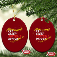 Eat Sleep Softball Repeat Ceramic Ornament Funny Softball Player