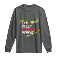 Eat Sleep Softball Repeat Long Sleeve Shirt Funny Softball Player