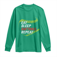 Eat Sleep Softball Repeat Long Sleeve Shirt Funny Softball Player