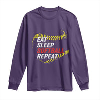 Eat Sleep Softball Repeat Long Sleeve Shirt Funny Softball Player