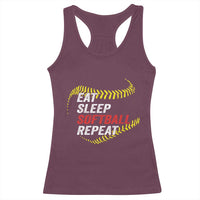 Eat Sleep Softball Repeat Racerback Tank Top Funny Softball Player