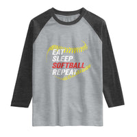 Eat Sleep Softball Repeat Raglan Shirt Funny Softball Player