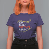 Eat Sleep Softball Repeat T Shirt For Women Funny Softball Player