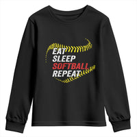 Eat Sleep Softball Repeat Youth Sweatshirt Funny Softball Player