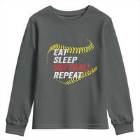 Eat Sleep Softball Repeat Youth Sweatshirt Funny Softball Player