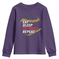 Eat Sleep Softball Repeat Youth Sweatshirt Funny Softball Player