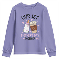 Funny Our First Mother's Day Together Youth Sweatshirt Mom And Baby Matching