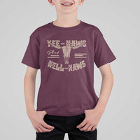 Funny Yee Haws And Hell Naws T Shirt For Kid Western Country Cowboy Longhorn Skull