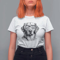 Funny Golden Retirever Dog Mom T Shirt For Women Heart Shaped Sunglasses