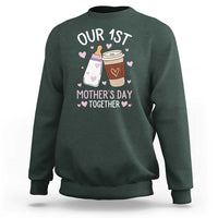 Funny Our First Mother's Day Together Sweatshirt Mom And Baby Matching Milk Coffee
