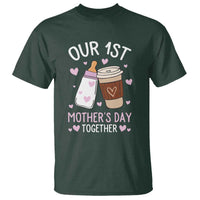 Funny Our First Mother's Day Together T Shirt Mom And Baby Matching Milk Coffee