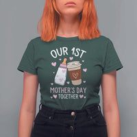 Funny Our First Mother's Day Together T Shirt For Women Mom And Baby Matching Milk Coffee