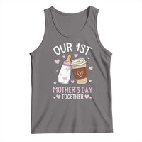 Funny Our First Mother's Day Together Tank Top Mom And Baby Matching Milk Coffee