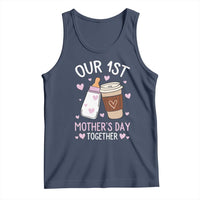 Funny Our First Mother's Day Together Tank Top Mom And Baby Matching Milk Coffee
