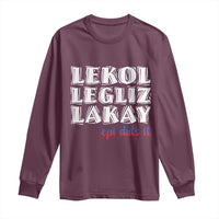 Haitian Pride Long Sleeve Shirt Haitian Lekol Legliz Lakay Haiti Flag Creole Saying